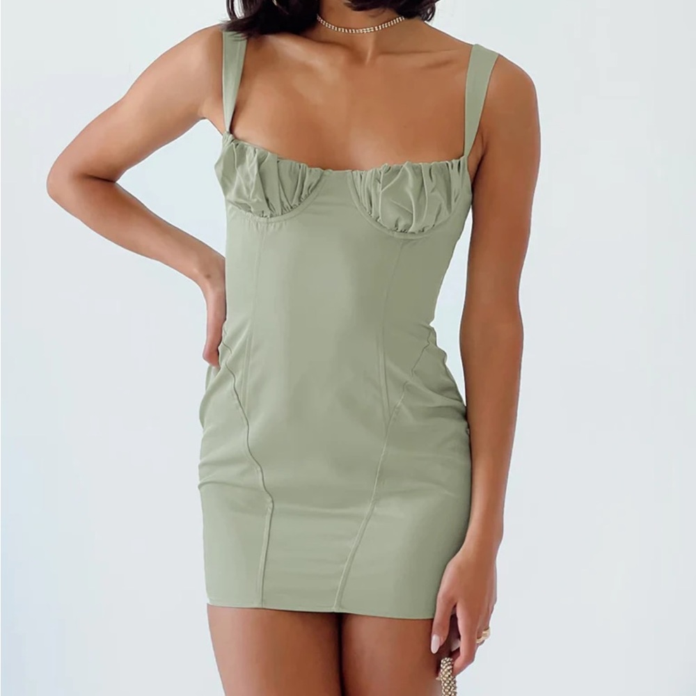NWT Princess Polly Be Mine Mini Dress Sage Green